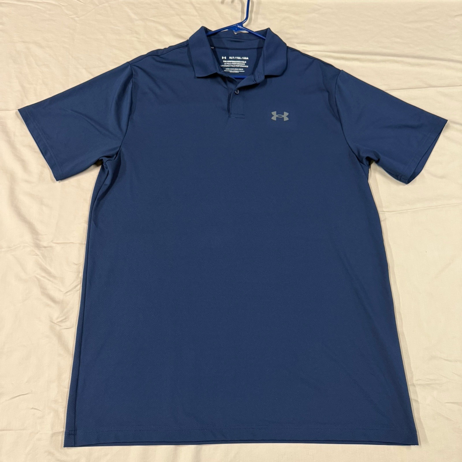 Under Armour HeatGear Men’s XLT Blue Loose Short Sleeve Collared Button Polo