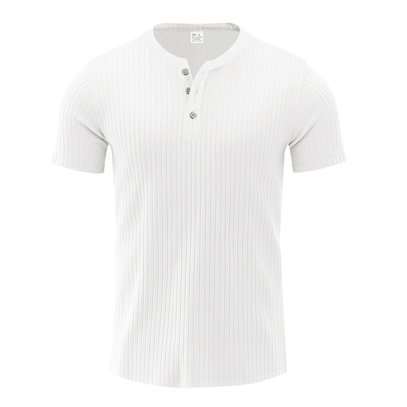 Fitness casual sports jacquard quick-dry breathable short sleeve henley shirt