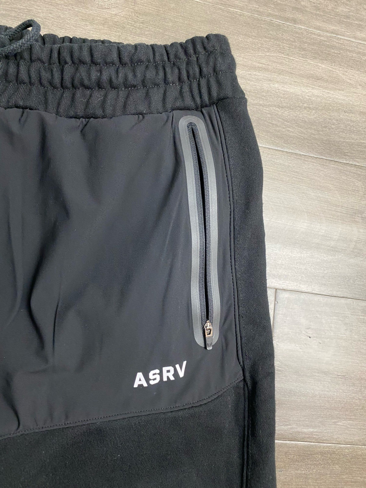 ASRV 0998 Herringbone Terry Snap Button Strap Sweats Black Men’s Sz L Heavy