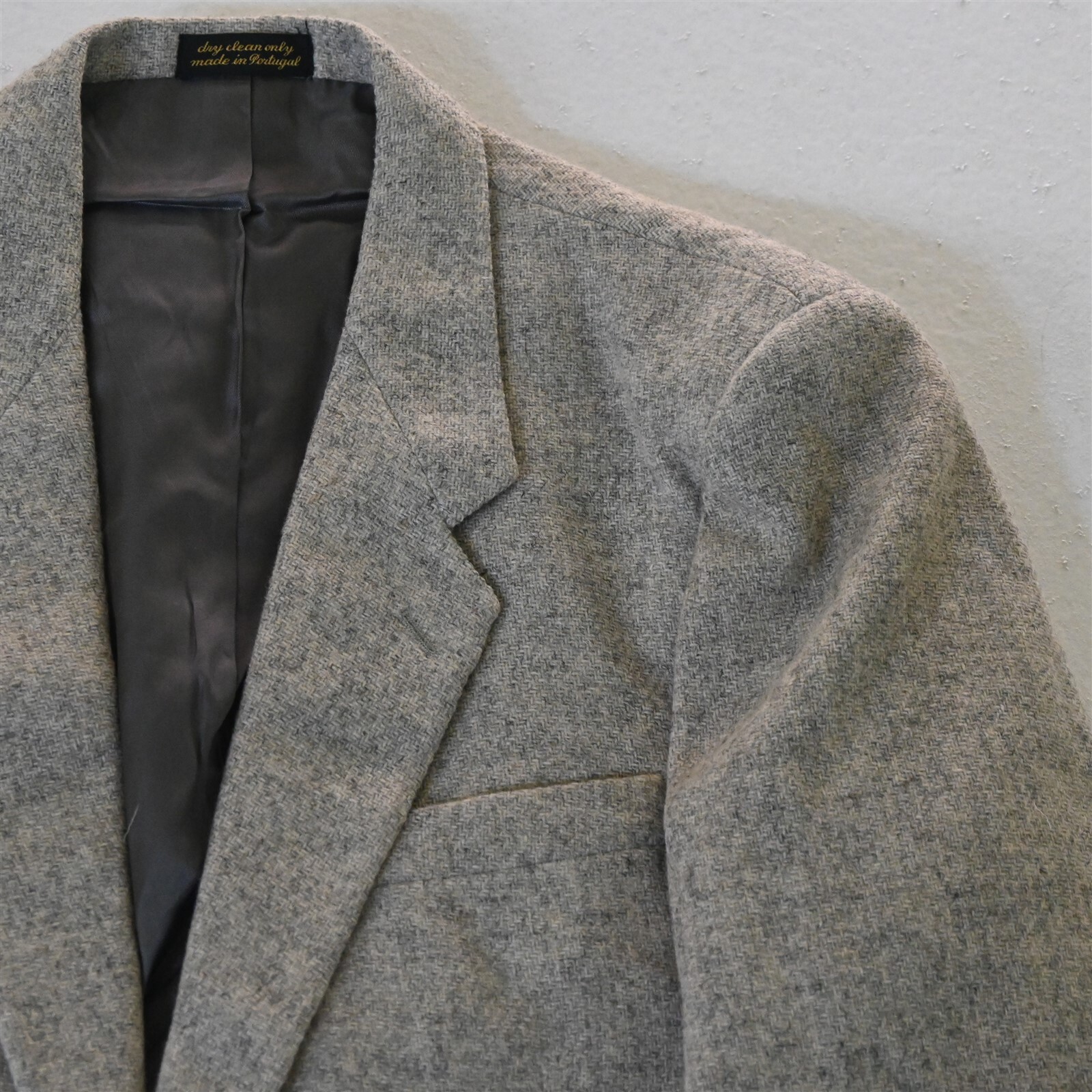 Vtg Von Fustenberg 44L Gray Tweed Mens Blazer Suit Jacket Sport Coat
