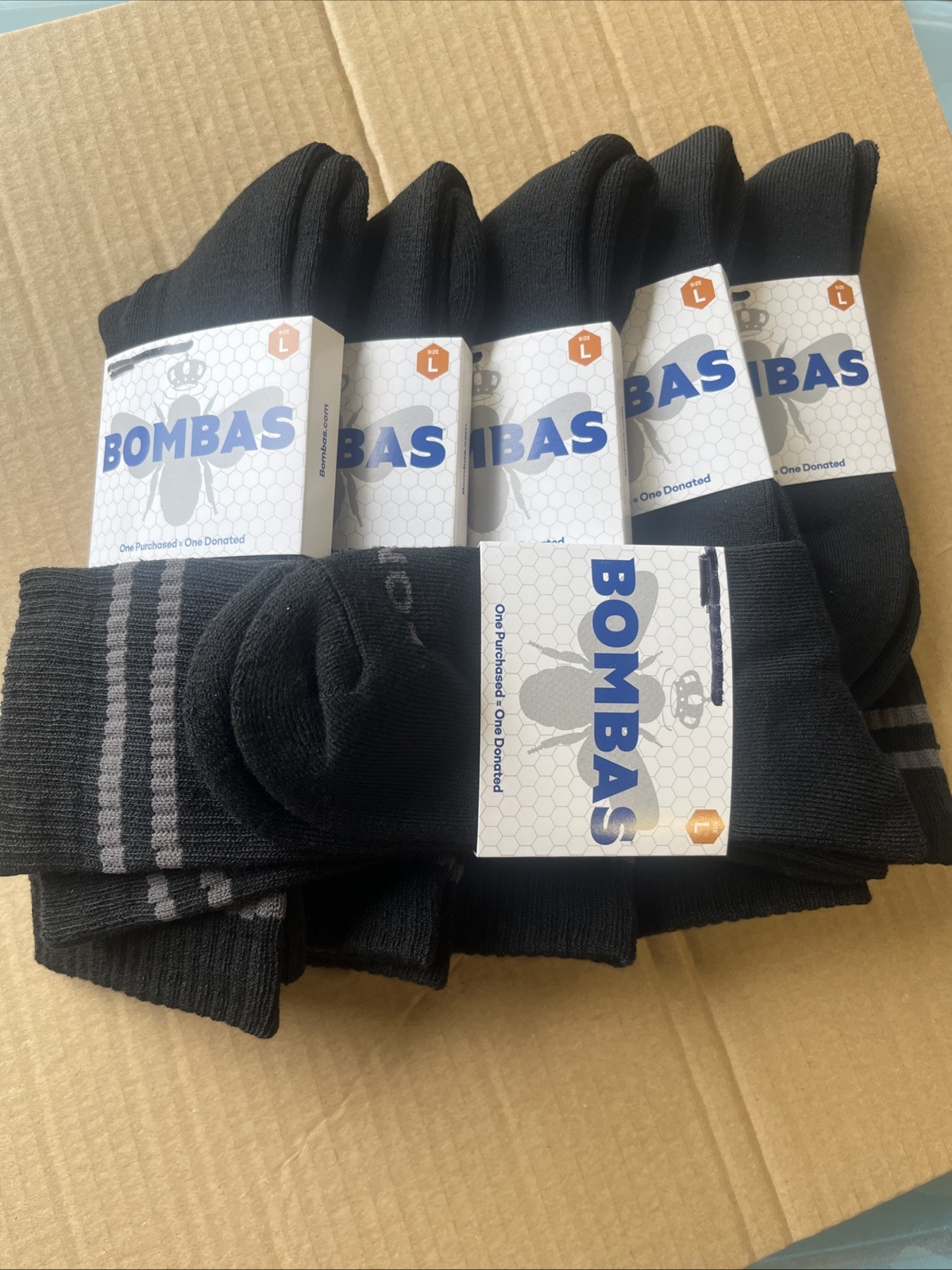 Bombas 6 Pair Antimicrobial Black Calf Socks Unisex L Large New
