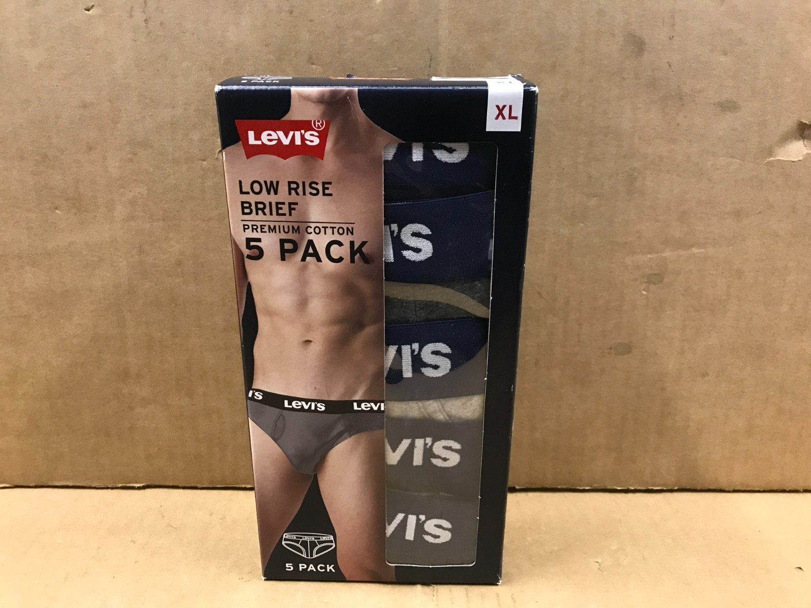 NIB Levi’s 5-Pack Low Rise Briefs – Blue Waist, Multicolor – Men’s Size XL