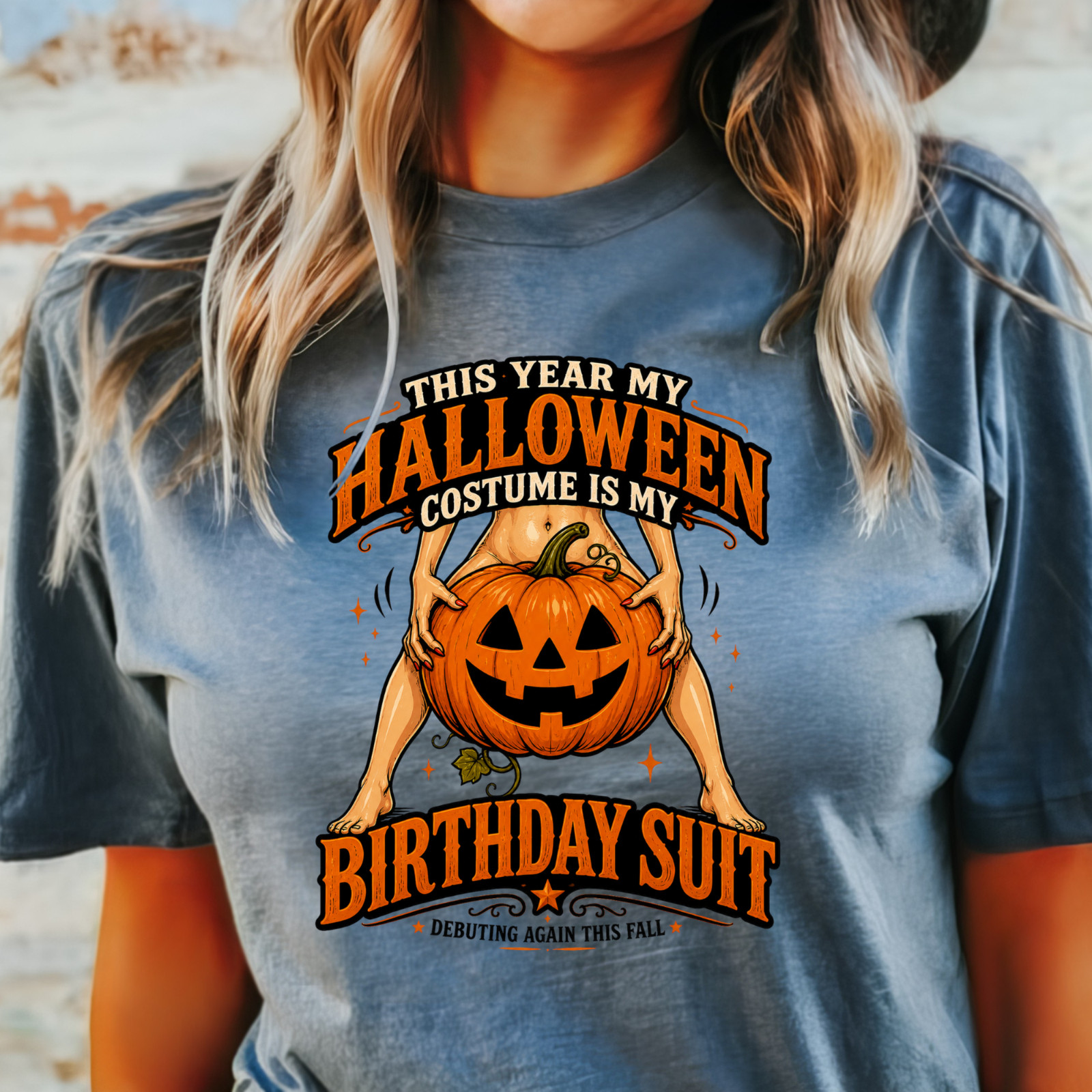 Halloween Costume Is My Birthday Suit T-Shirt | Fall Shirt for Nudists