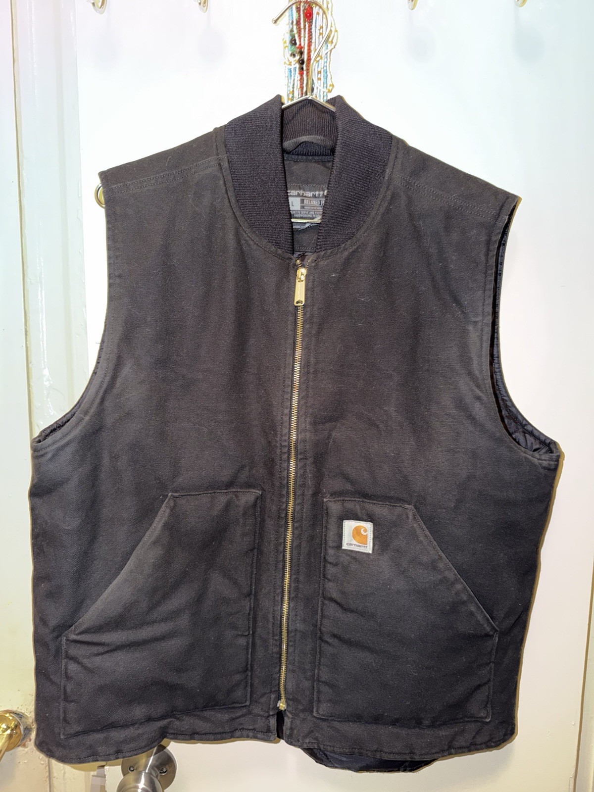 Carhartt Arctic Quilt Lined Vest Duck Canvas Relaxed Fit Black V01-BLK Large