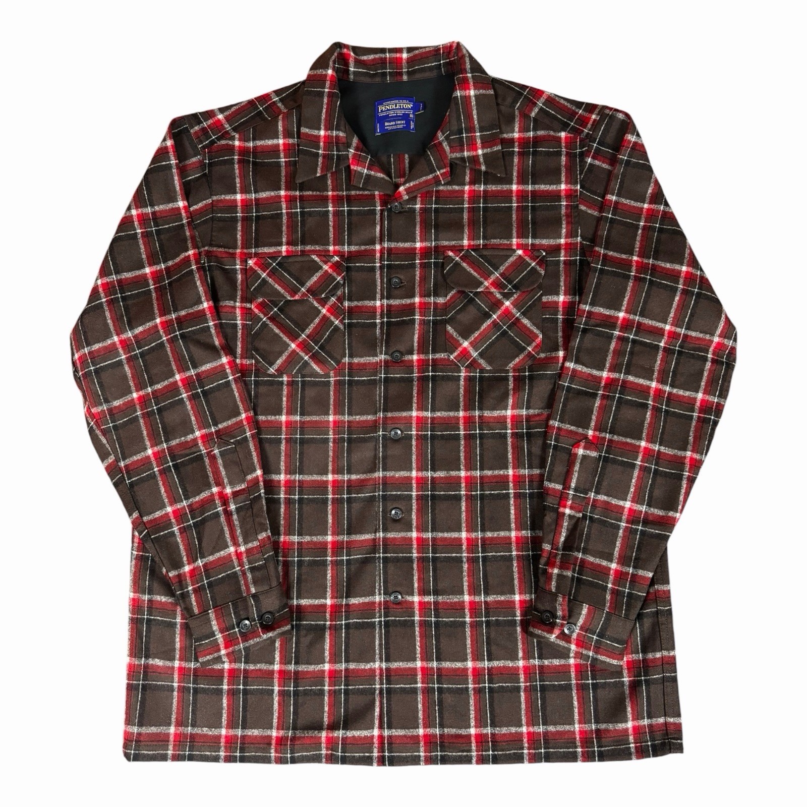 Vintage Pendleton Virgin Wool Flannel Board Shirt Mens Size XL Tall Loop Collar