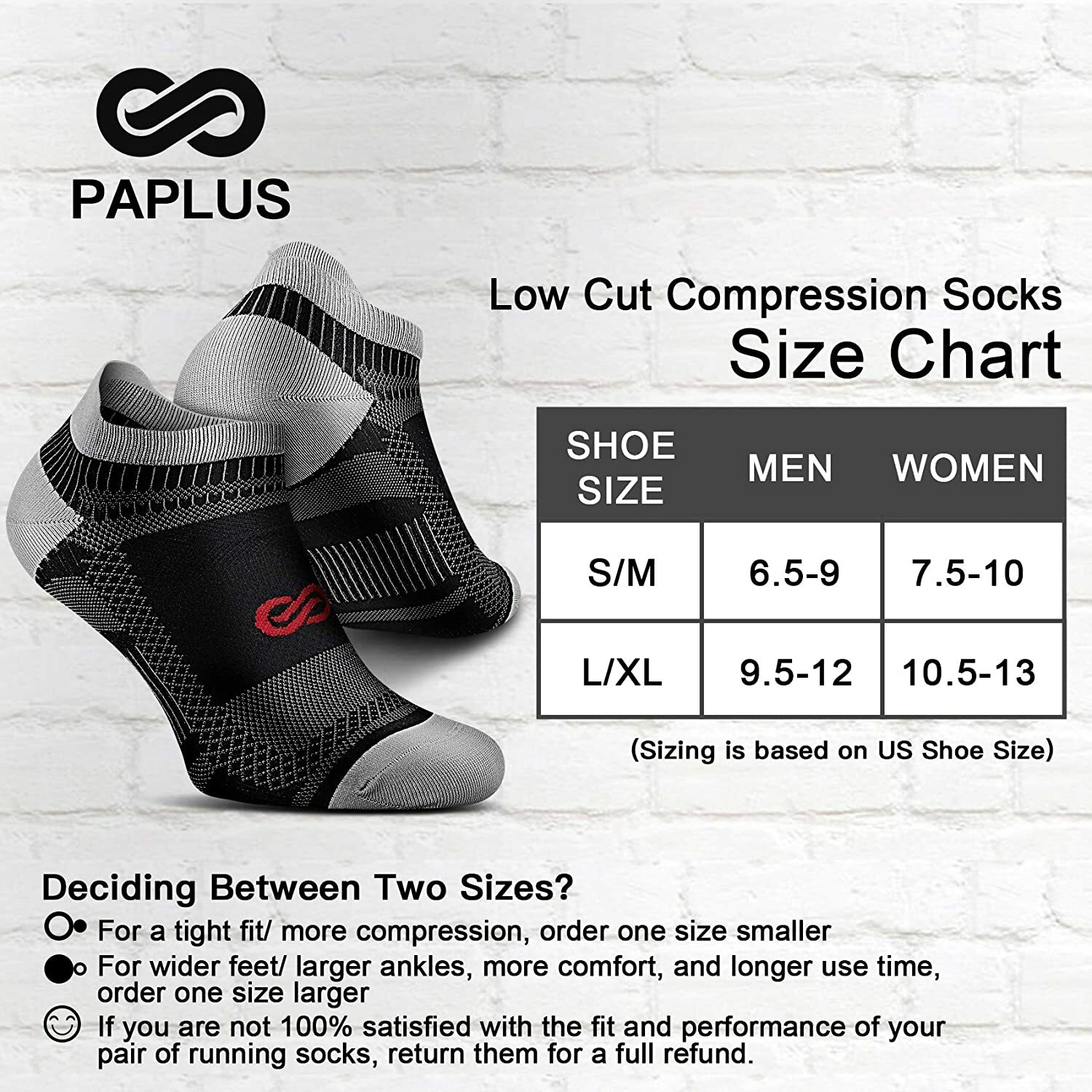 PAPLUS Low-Cut Compression Sport Socks with Ankle Support