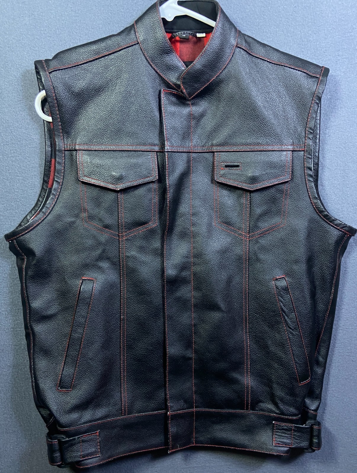 Jackets 4 Bikes Motorcycle Biker Vest Concealed Pockets Buffalo Plaid Lining S
