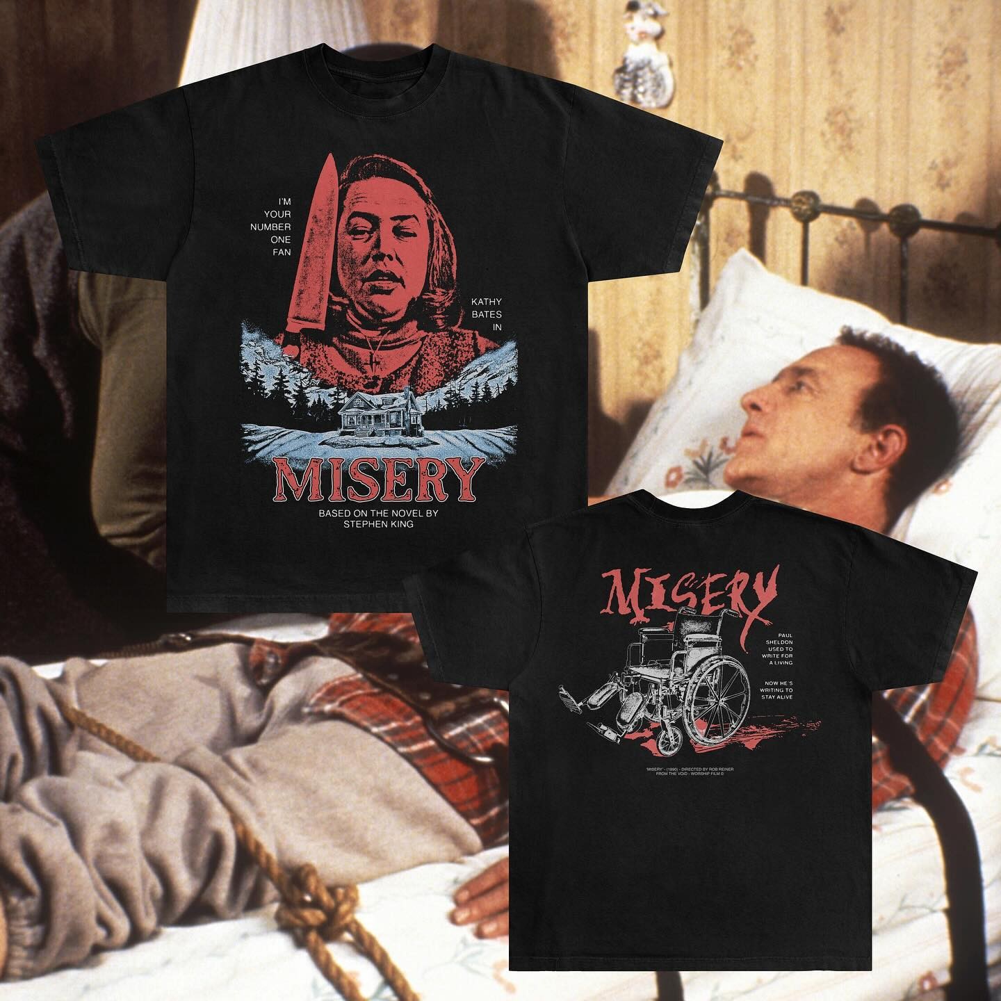 Monarch Wear Misery T-Shirt Stephen King Kathy Bates Horror Black