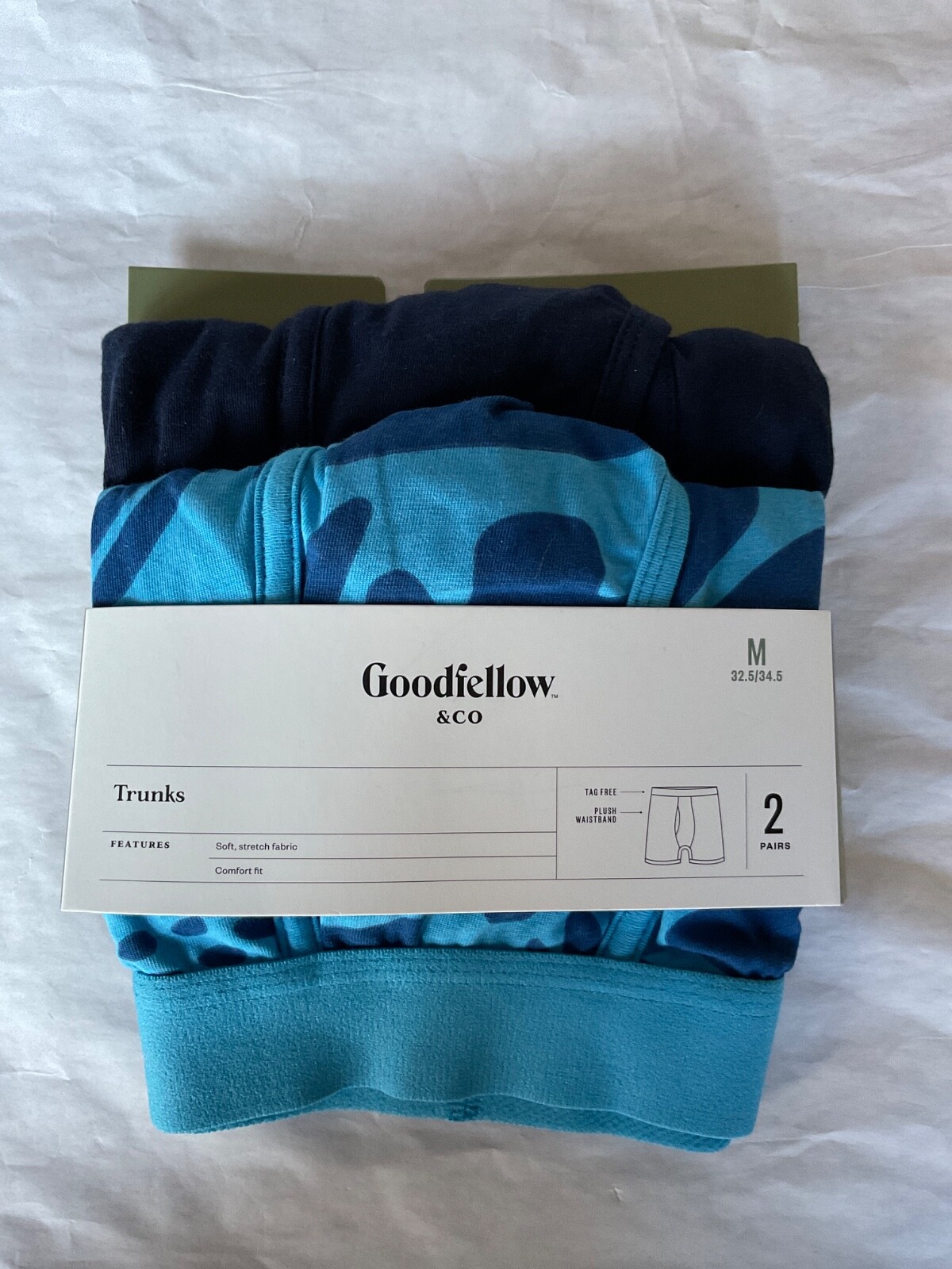 Goodfellow CO Men 2 Pack Trunks Green Gray Red Black New Cotton Spandex
