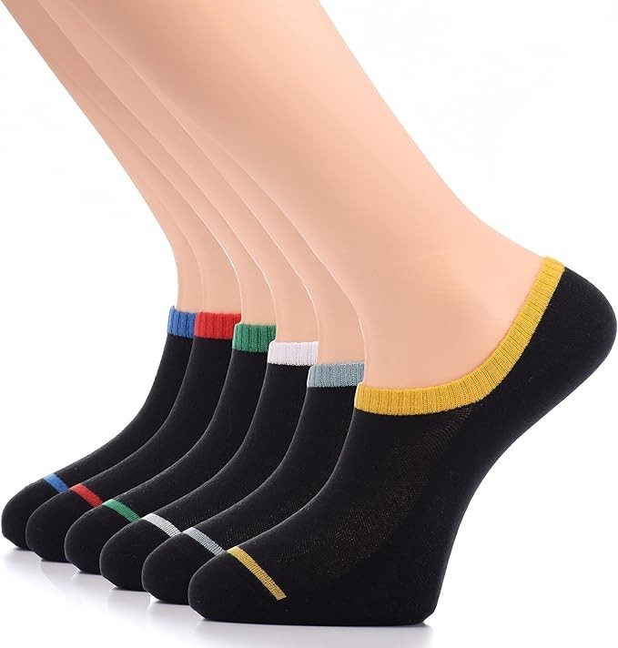 MEN Invisible No-Show COTTON Socks, MEDIUM, MULTI-COLOR, Casual, 6 Pair