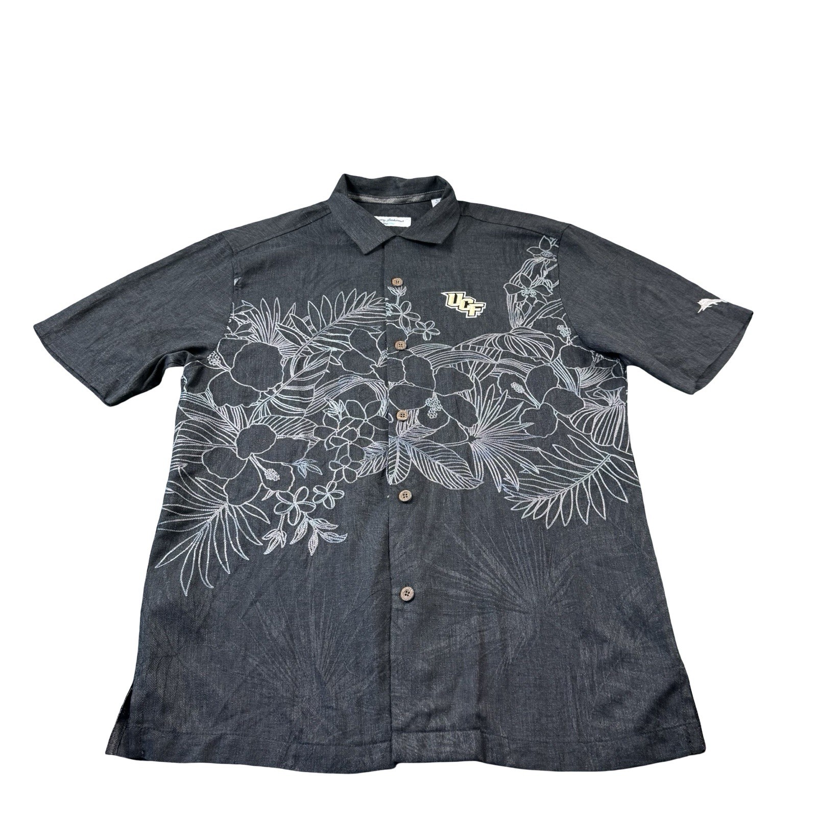Tommy Bahama Black UCF Knights Silk Blend Hawaiian Shirt Size S
