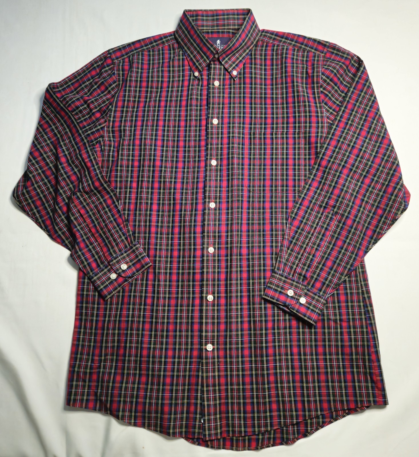 Mens Stafford Easy Care Broadcloth Long Sleeve Plaid Button Up Shirt 15.5 32-33