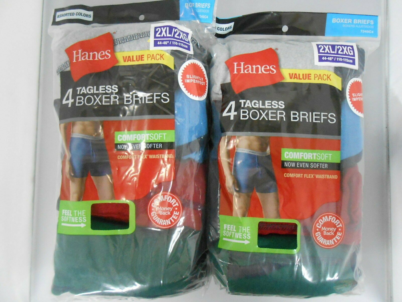 Hanes Men’s Boxer Briefs 8-PACK SIZE 2XL 3XL Tagless Underwear Random Colors