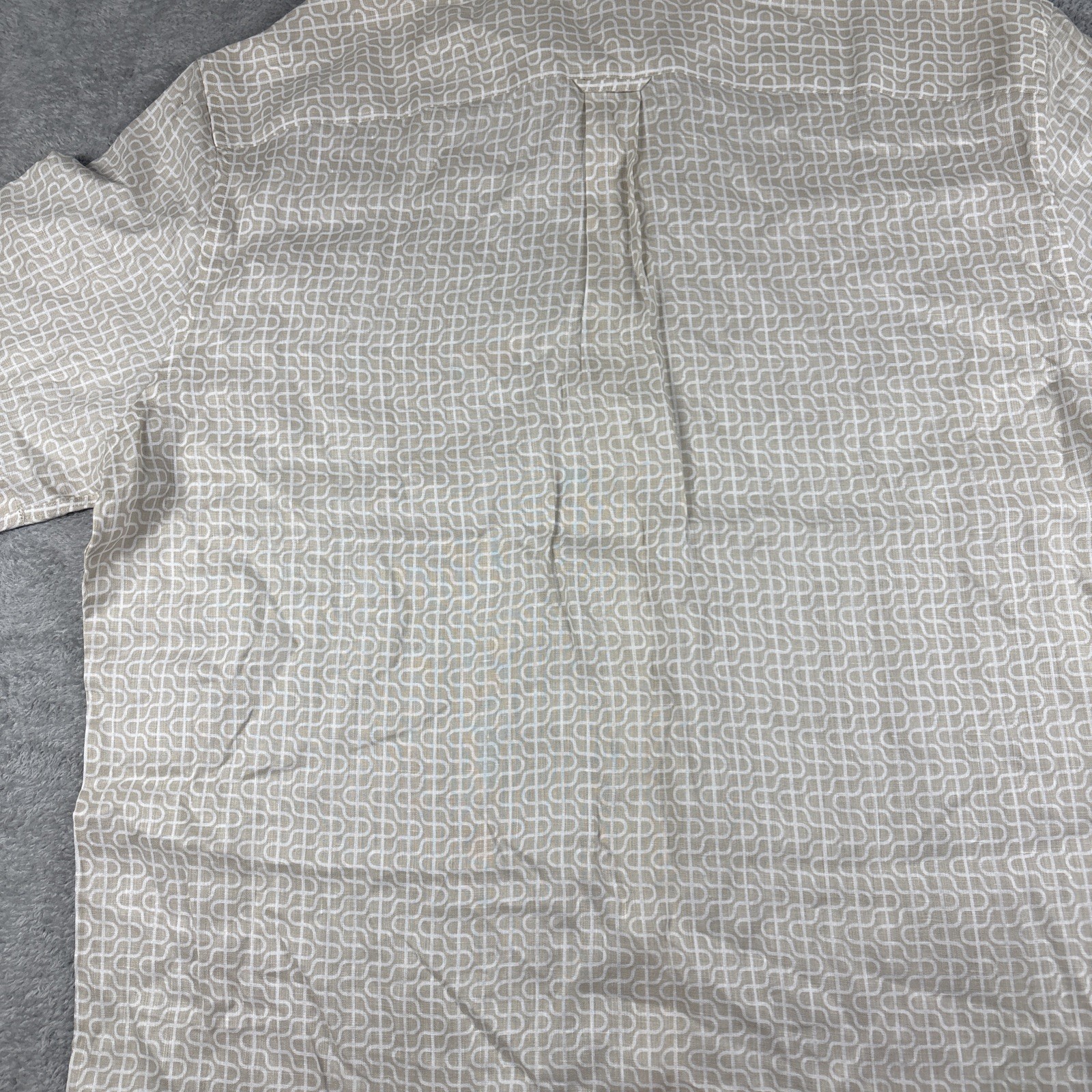 The Men’s Store at Bloomingdales Geometric Pattern Linen Shirt Beige Size XL NWT