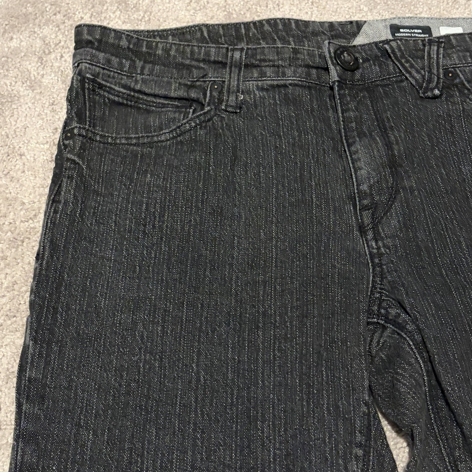 Volcom Solver Modern Straight Black Jeans Men’s Size 34×30 True To This