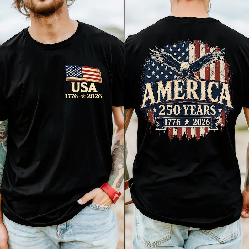 1776 2026 USA Flag Shirt, America 250 Years Shirt, Patriotic Mens Shirt