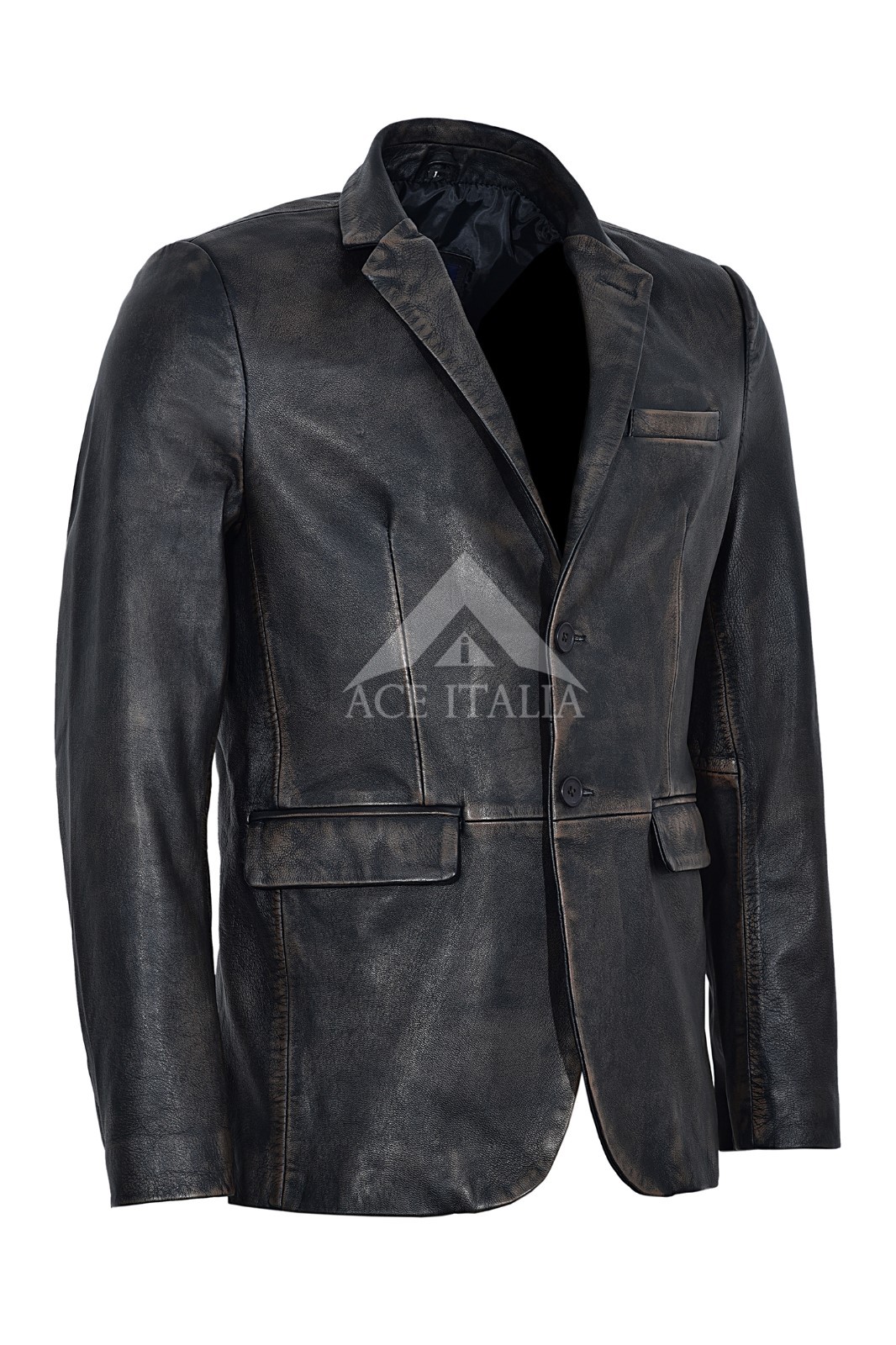 Men Leather Blazer Black Vintage Classic Formal Coat Genuine Leather Blazer 3450