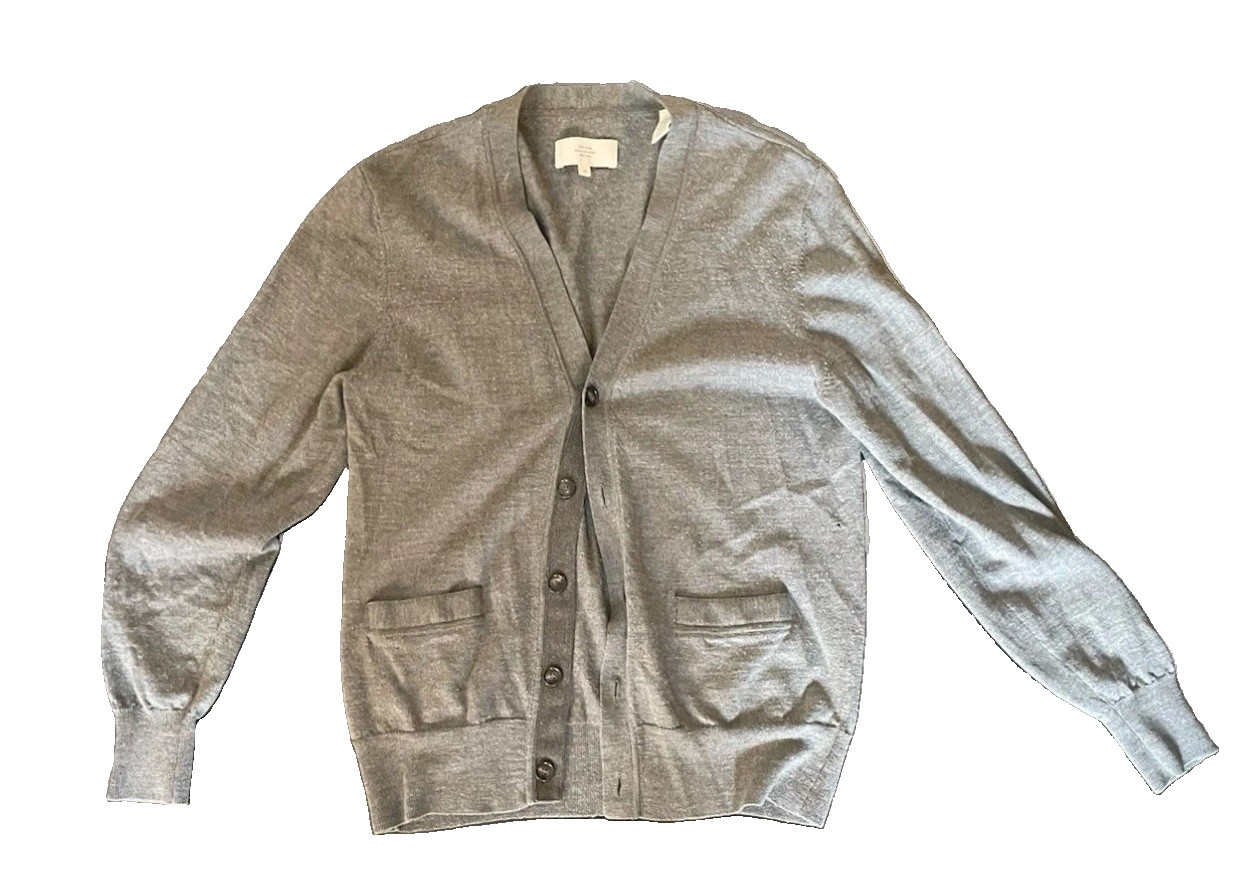 Jack Spade Bleecker Street New York 100% Wool Gray Button Front Cardigan Men’s M