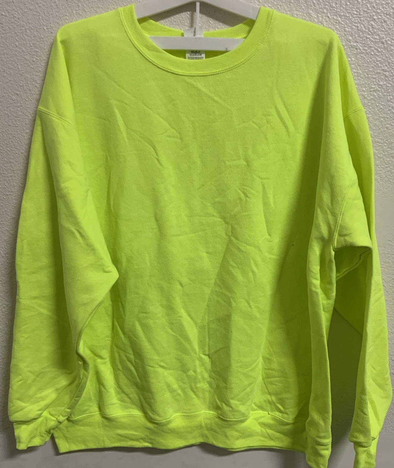 ⚡️Hanes Men’s Sweatshirt Cuff Waistband Ecosmart Fleece – Safety Green (XL)
