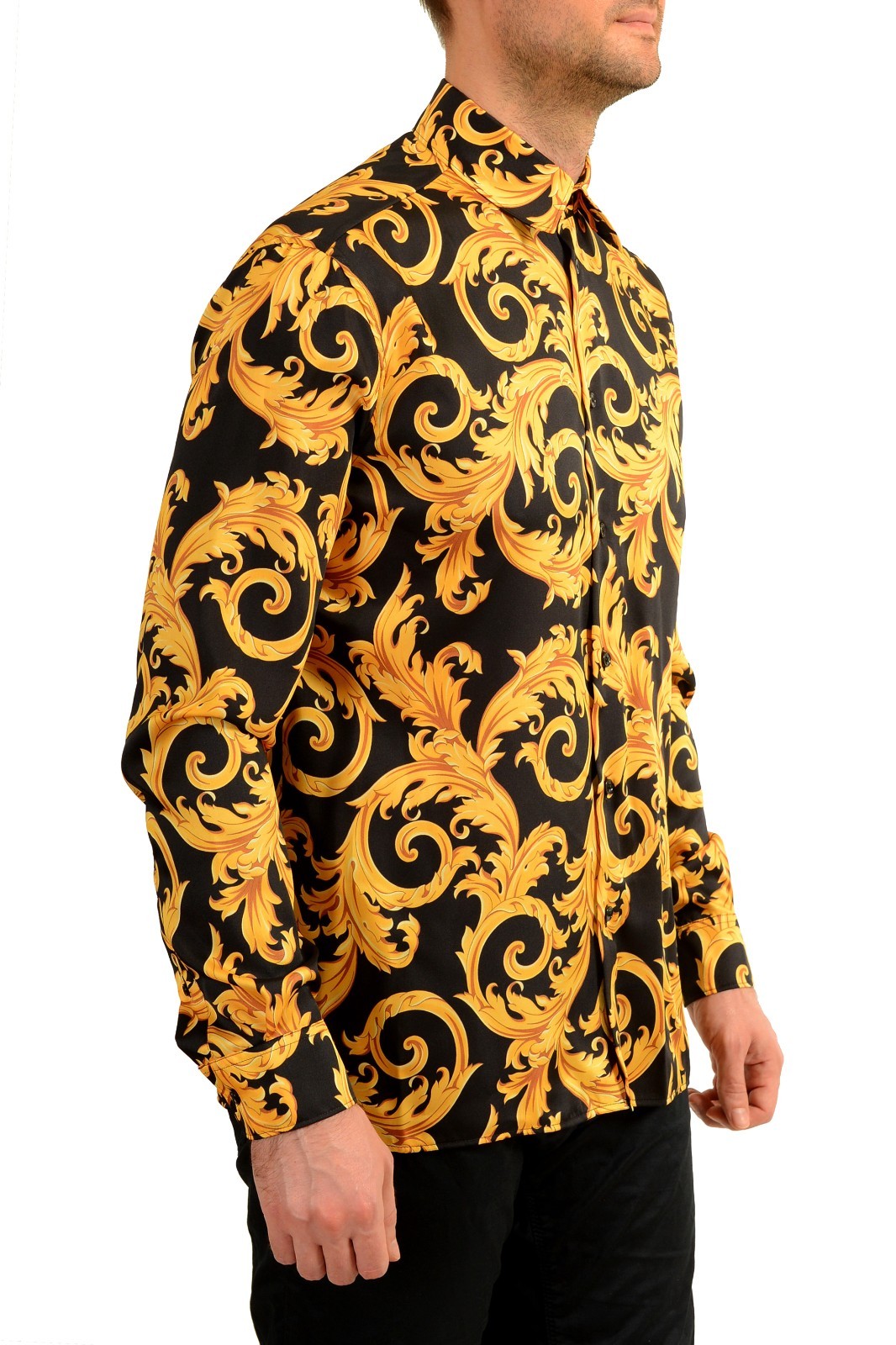 Versace Men’s Black & Gold Barocco Print Long Sleeve Shirt US 3XL IT 58