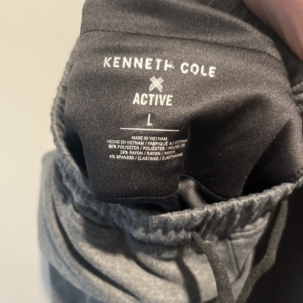 Kenneth Cole Active Men’s Gray Jogger Pants L Drawstring Elastic Waist Pockets