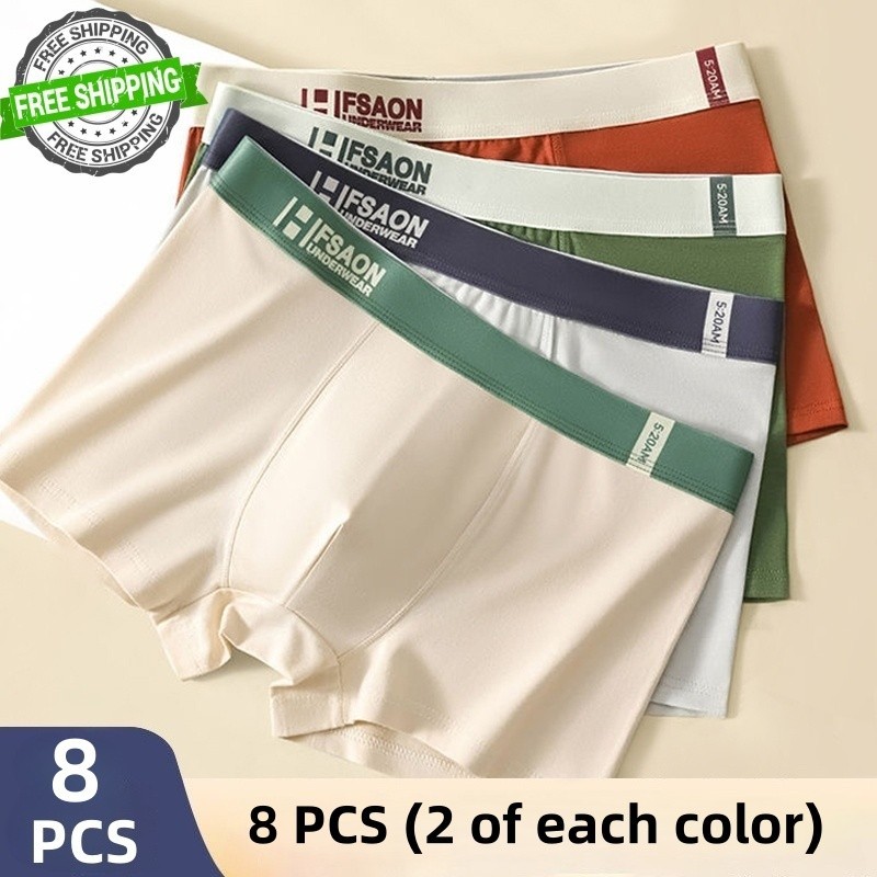 8 PCS Men’s Underwear Soft Boxer Briefs Breathable Comfortable Trunks
