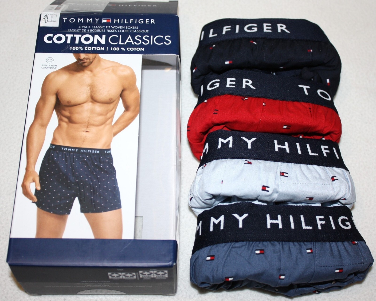 4 Tommy Hilfiger Woven Boxers Cotton Men’s M L Underwear Classic Fit $49.50