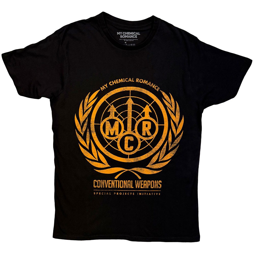 My Chemical Romance T Shirt Conventional Weapons Band Logo Official Mens Black
