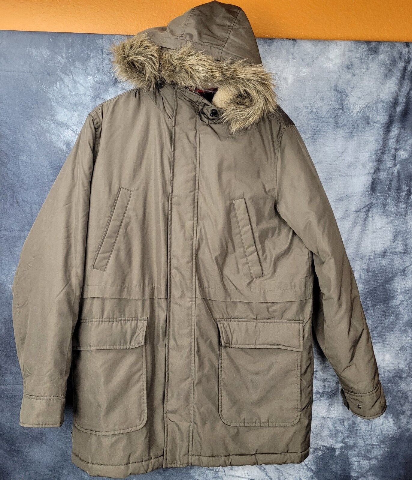 Old Navy Parka Style Jacket Mens SZ L Faux Fur Cold Weather Y2K Urban