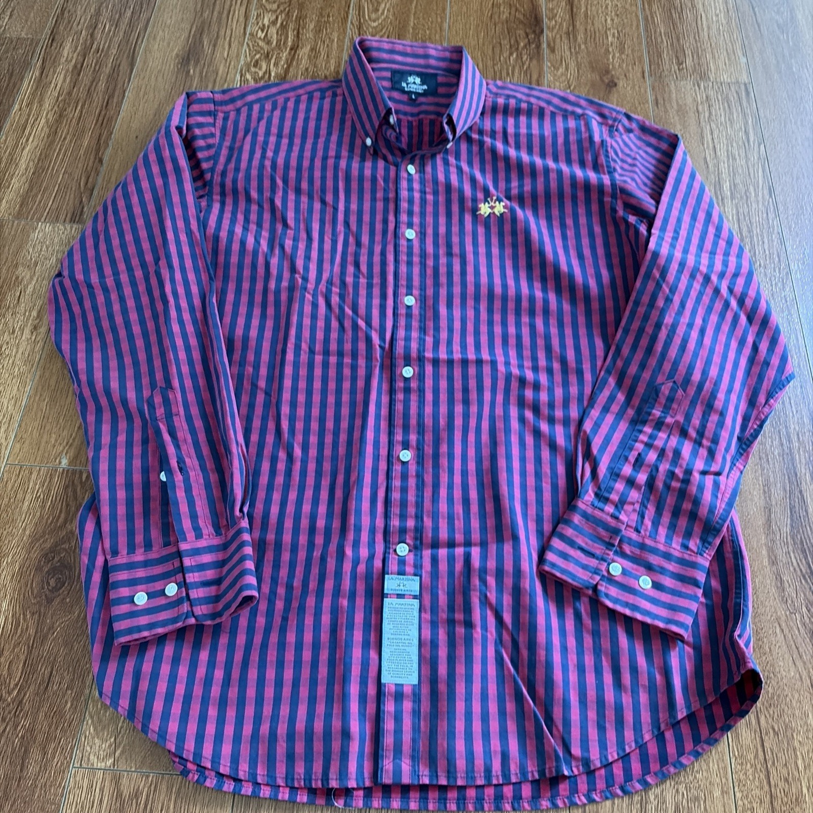 La Martina Buenos Aires Striped Long Sleeve Button Down Shirt Size Large