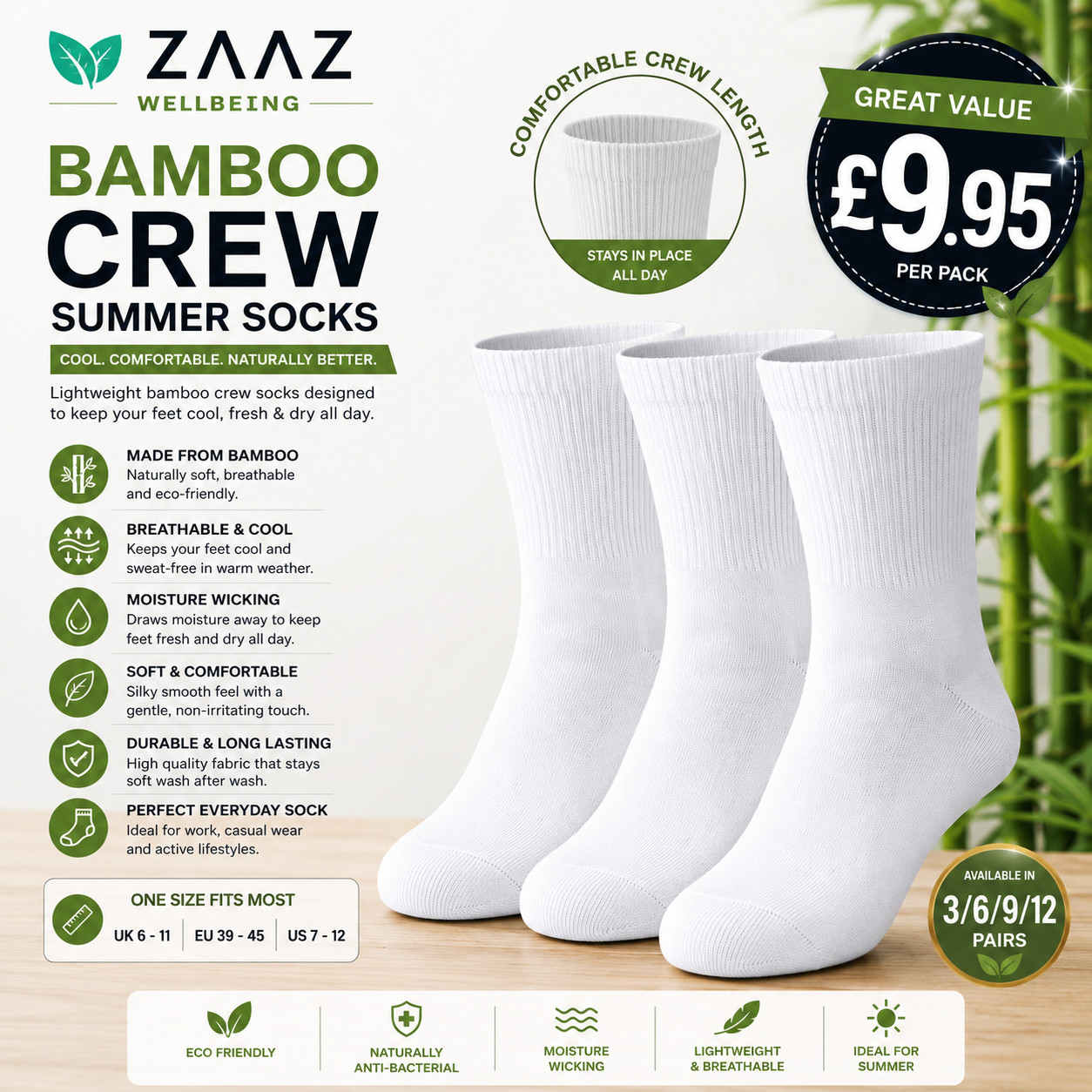 6 or 12 Pairs Men’s Bamboo Extra Wide Diabetic Socks Loose Non‑Elastic Soft Top