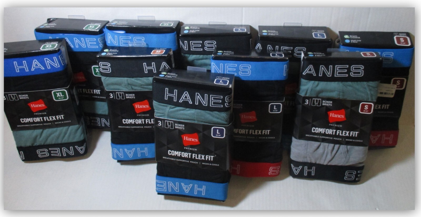 Hanes Comfort Flex Fit S M L XL BOXER BRIEFS 3 PR Cotton/Modal/Spandex breathabl