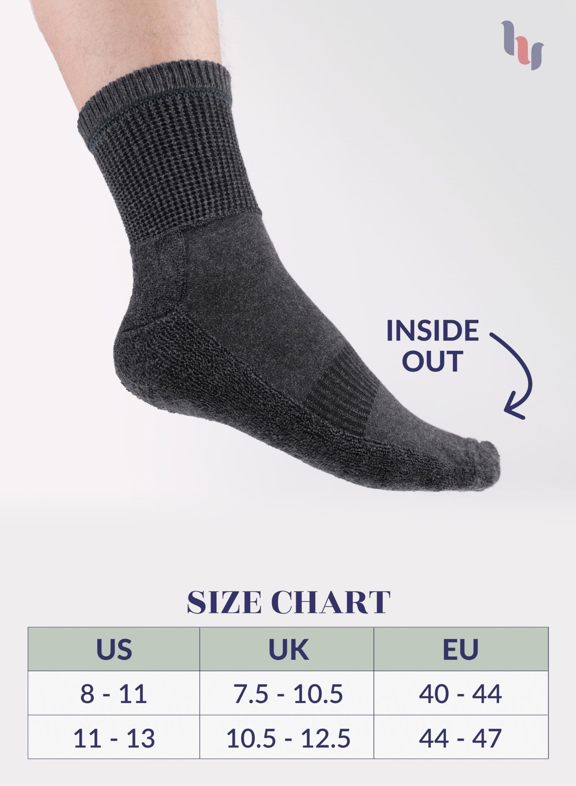 Men Diabetic Ankle Cotton Crew Socks, No Binding Top, 6 Pairs, by Hugh Ugoli