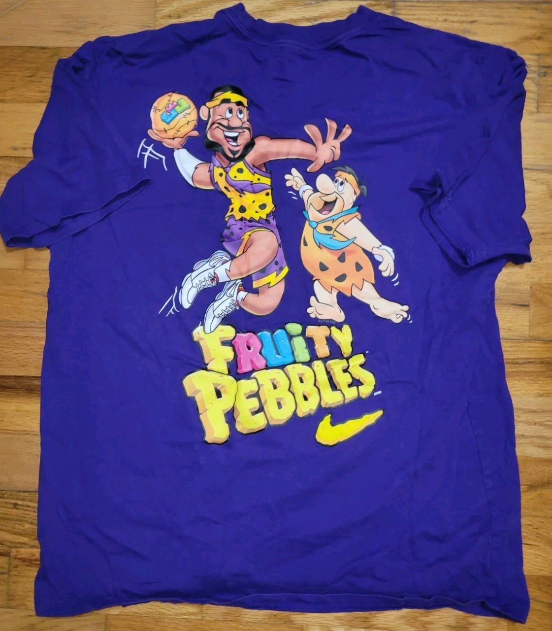 Nike The Flintstones Fruity Pebbles Purple Graphic Tee Men’s M Crew Neck