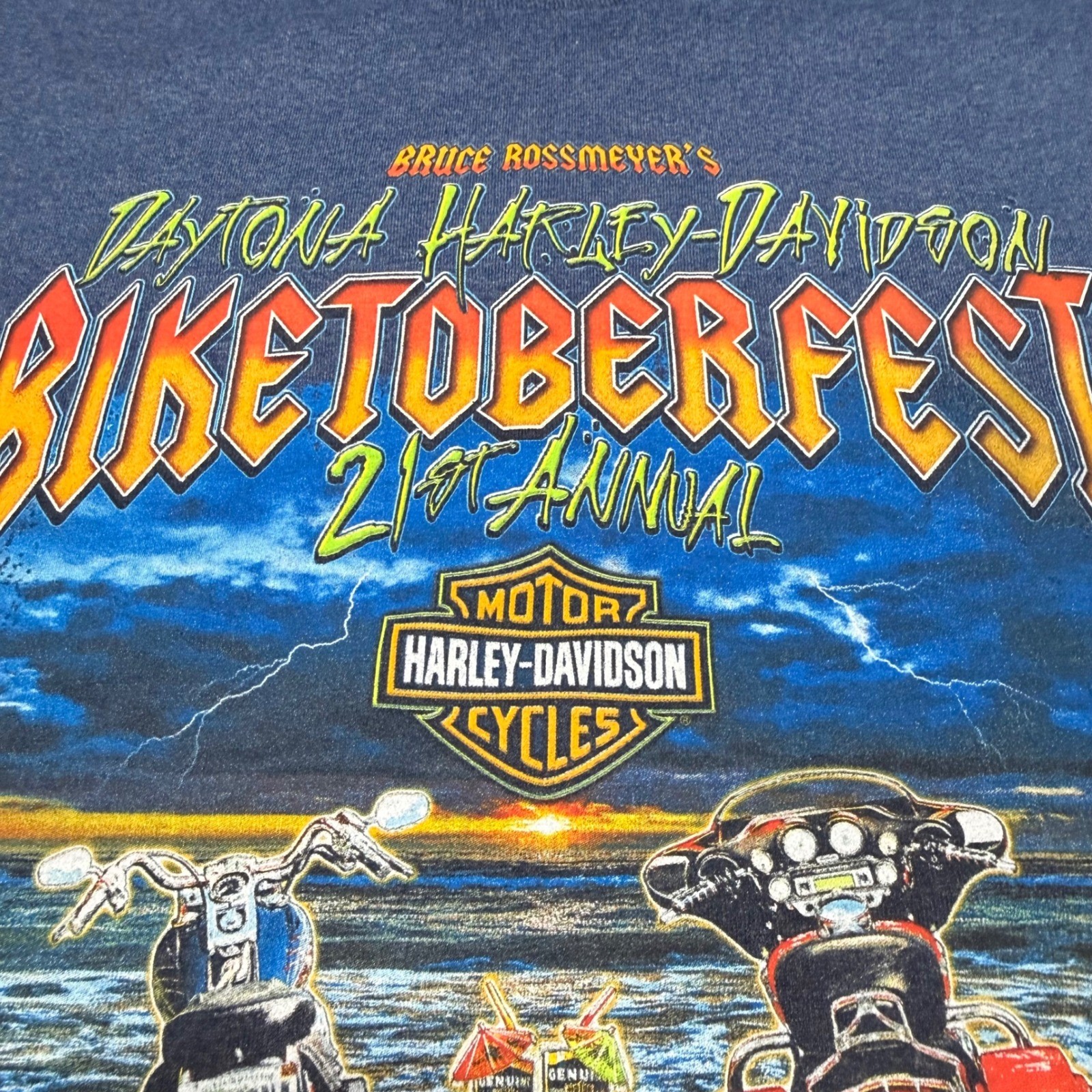 Harley-Davidson T-Shirt Mens 2XL Blue 2013 Biketoberfest Daytona Beach Florida