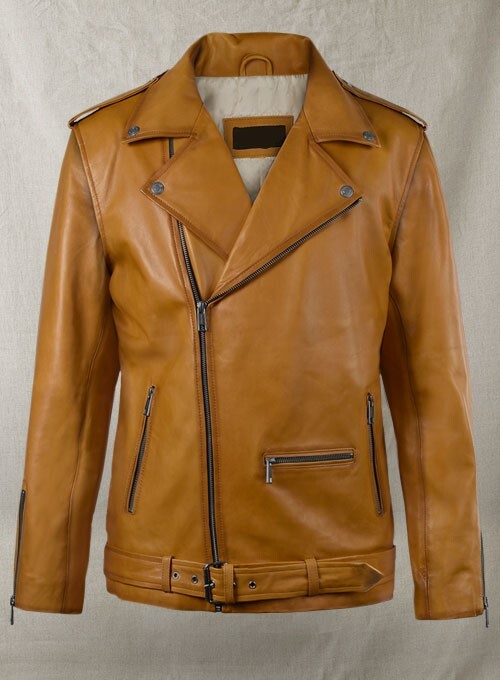 MENS STYLISH PURE MUSTARD LAMBSKIN NAPA LEATHER HANDMADE MOTORCYCLE BIKER JACKET