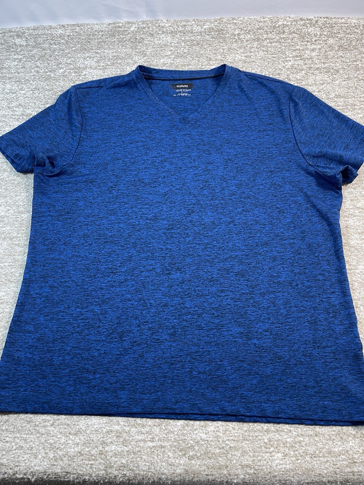 Alfani V Neck T Shirt Mens Large Blue Heather Short Sleeve Casual Fit. SKU#0277