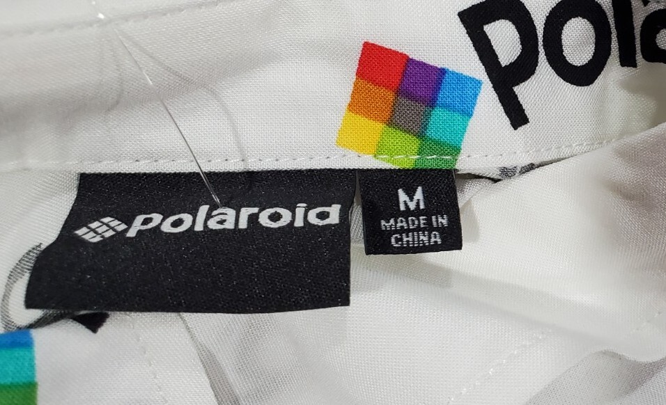 Polaroid Logo All Over Print Button Up Shirt MENS SIZE MEDIUM