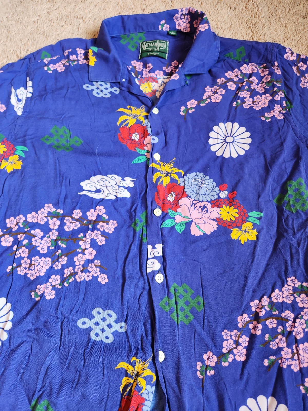 Gitman Bros Vintage Hawaiian Shirt Men’s L Camp Collar Cuban Style Floral