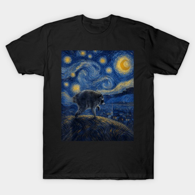 Jimothy-Raccoon Starry Night Picture Vintage Tee Gift S-5XL