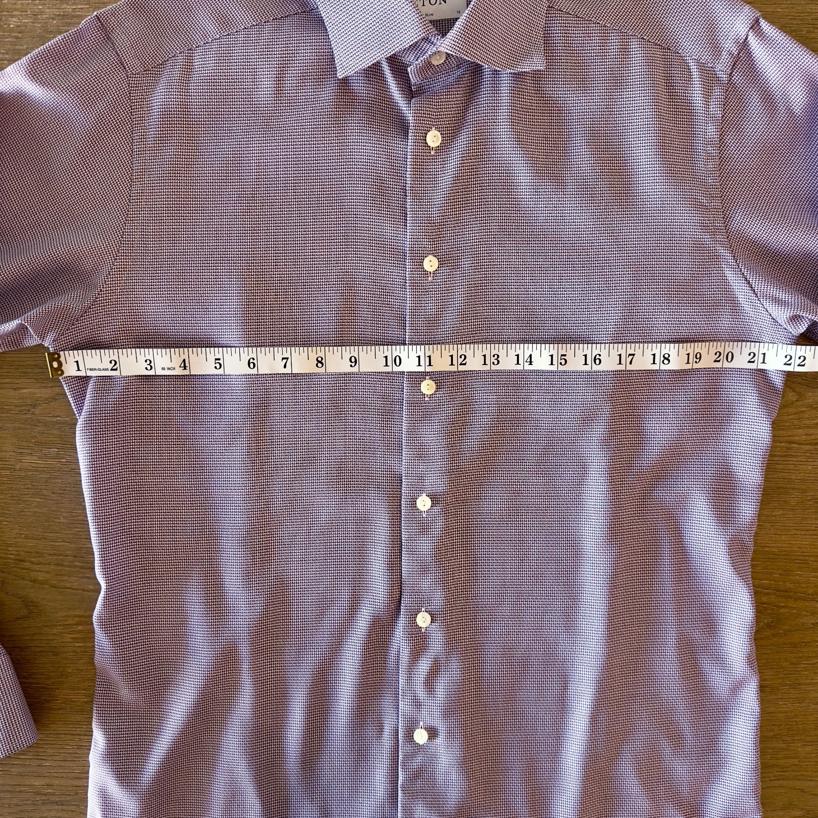 ETON Slim Fit Dress Shirt-Sz 41 16-Blue & Red Micro check-100% Dobby Cotton