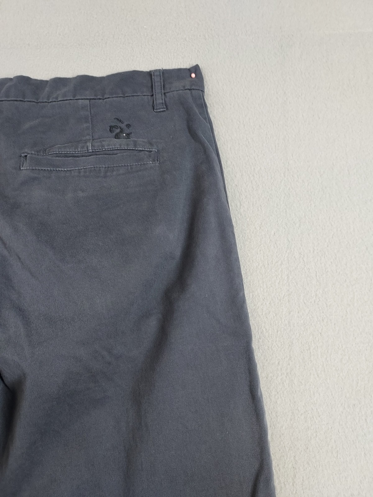 Tau Cotton Men Chino Pants Blue Zip Button Slash Pockets Mid Rise Logo Casual