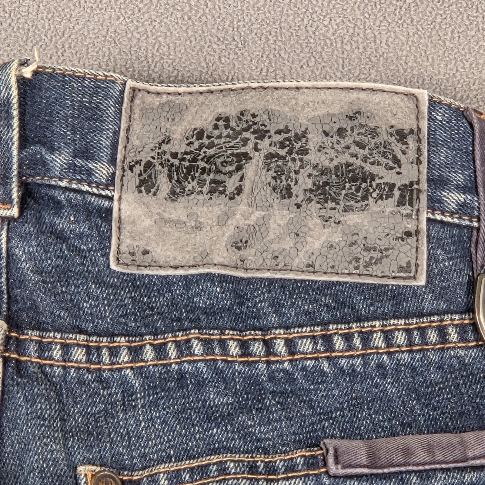 Selvedge Jeans Mens Thrashed Slim Straight Whiskers Patchwork Fits 26×30
