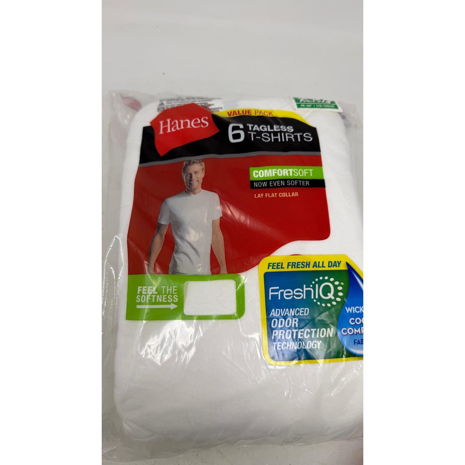 Hanes Mens 6 Pack White Crew Neck T-Shirts ComfortSoft Tagless XL 2135P6