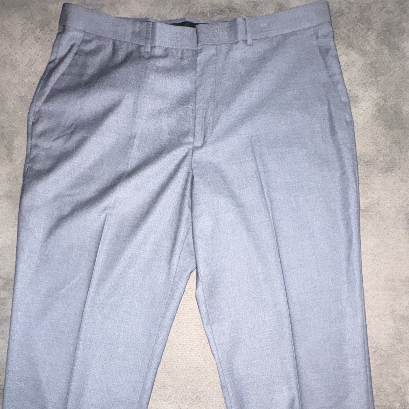Perry Ellis Portfolio Men’s Gray Pleated Classic Fit Straight Leg Stretch W38