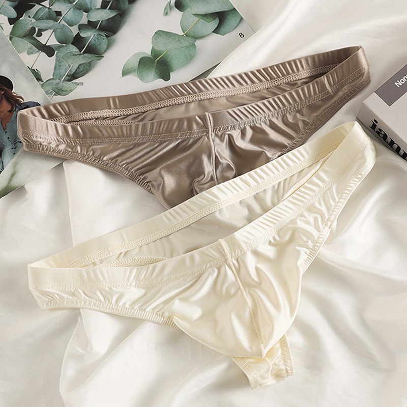 4 Pack Lot Sexy Mens Underwear Thongs Underpants Satin Low Rise Bikinis Brief