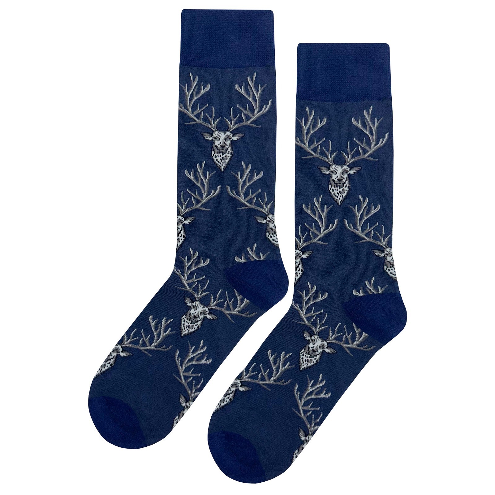 NWT Stag Head Dress Socks Novelty Men 8-12 Blue Crazy Fun Sockfly