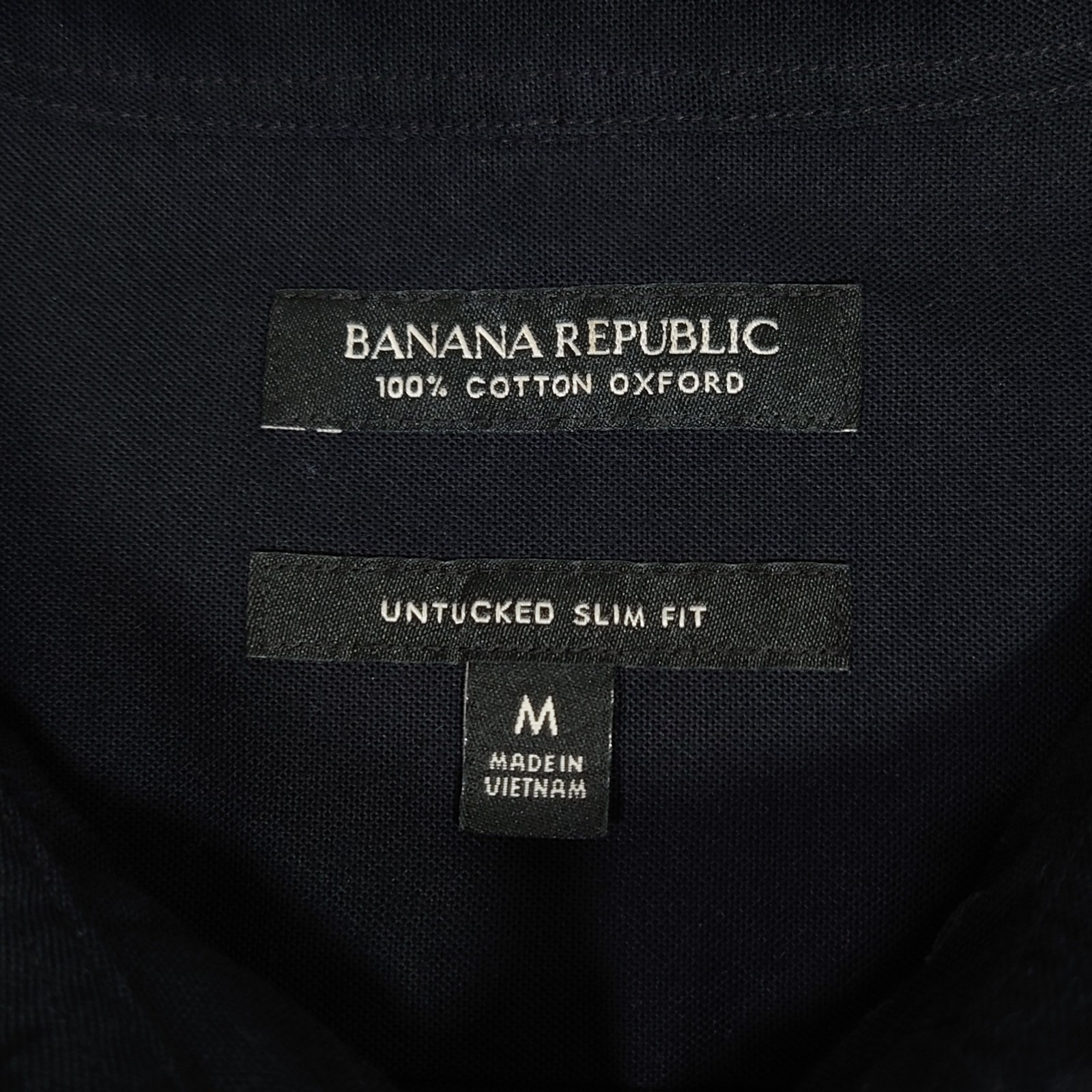 Banana Republic Cotton Oxford Shirt Mens L Untucked Slim Fit Button Down Black
