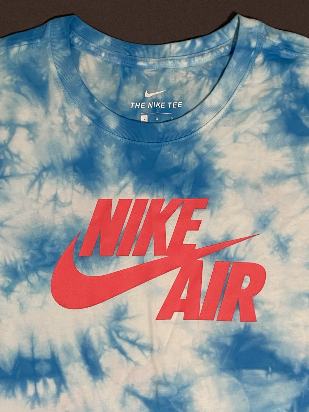 NWT Nike Air Tie Dye T-Shirt BQ0079-101 Blue/White/Infrared Mens Size Large RARE