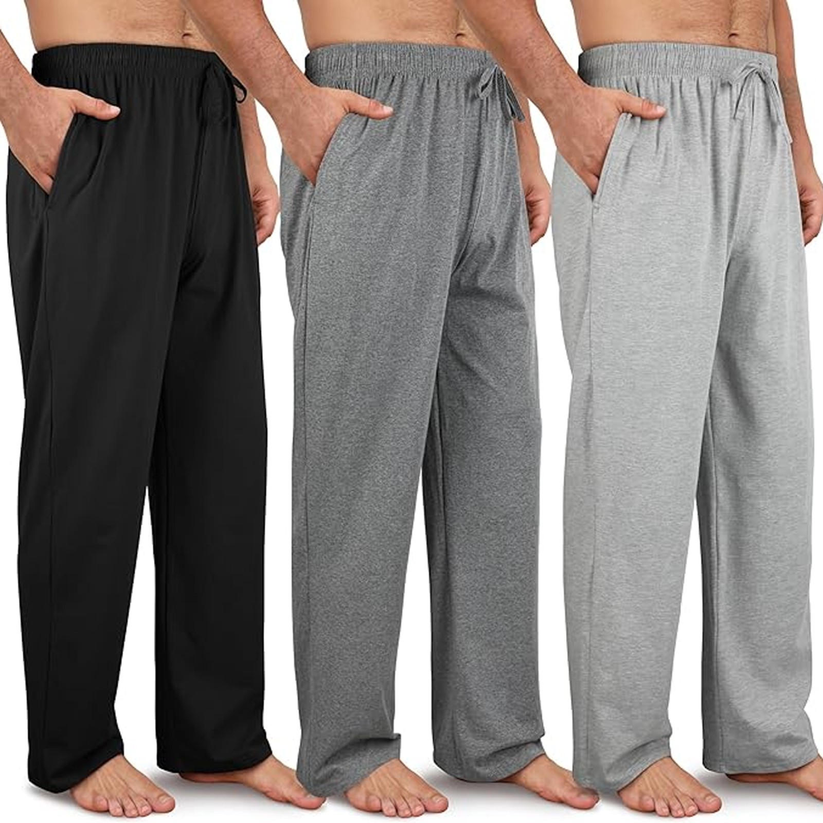 3-Pack Men’s Pajama Pants – Cotton Blend Sleep & Lounge Pants Botton With Pocket
